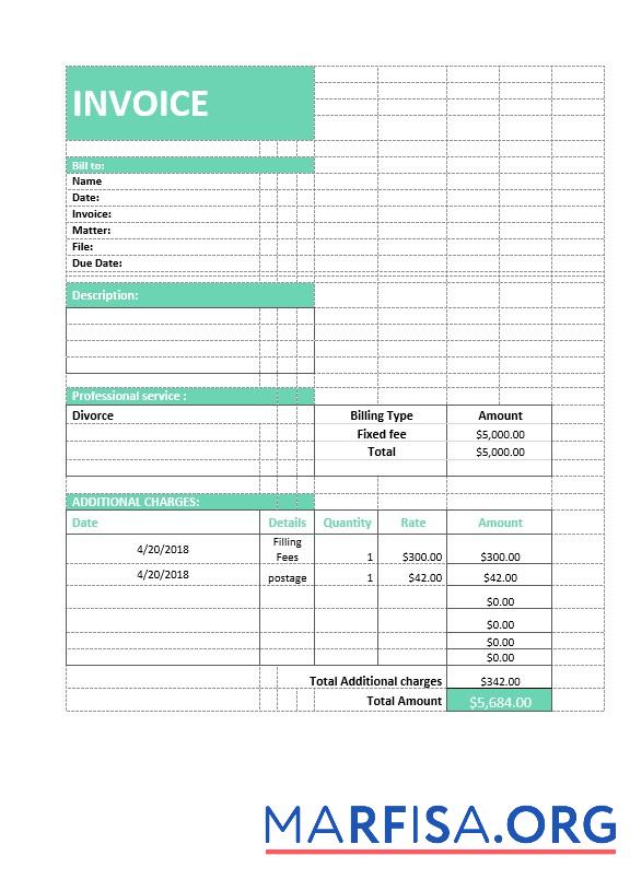 Downloadable Legal Service Invoice Template
